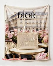 Dior Paris Floral Star Tote Bag Flannel Sofa Throw Blanket D259